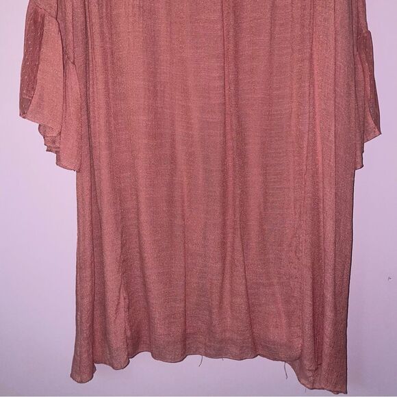 NEW J Gee 3X Boho Dress Midi Pink Eyelet Crochet Gauzy Bell Sleeve - Picture 9 of 9